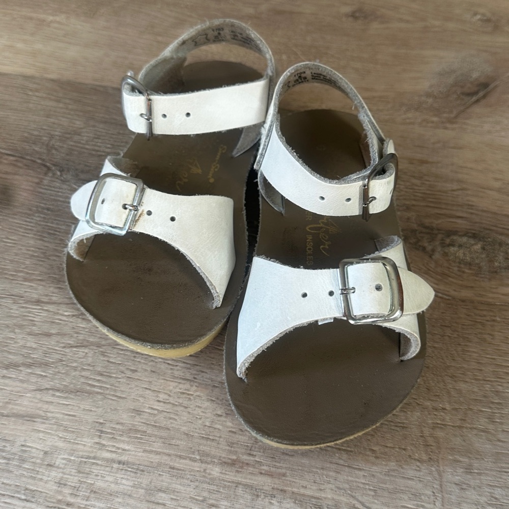 Kids White Sun San Leather Sandals
